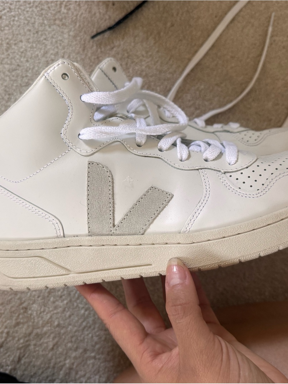Veja V-15 White High-Top Sneakers